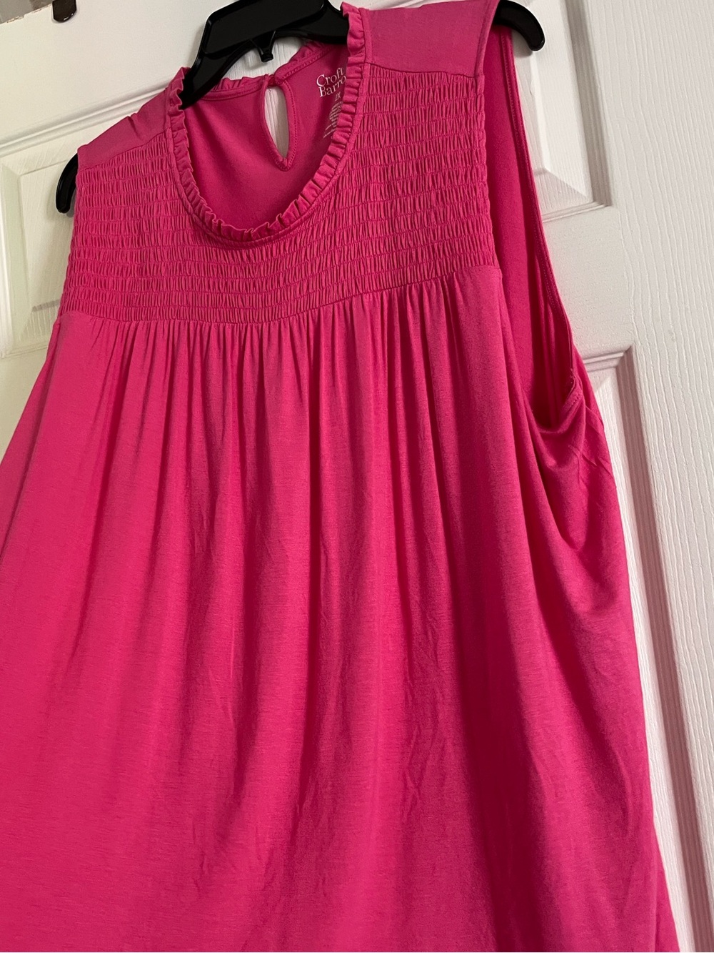 croft & barrow Hot Pink Sleeveless Ruffle Neck Tank